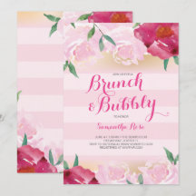 Brautparty laden, Brunch u. sprudelnde Blumen ein