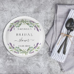 Brautparty Lavendel Eukalyptus Pappteller<br><div class="desc">Ein stilvoller weißer Hintergrund mit violetten Lavendel-Blume und Eukalyptusgrün. Personalisieren und fügen Sie einen Namen und ein Datum hinzu.</div>