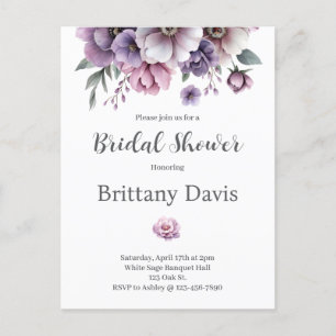 Brautparty Lavendel Watercolor Floral Postkarte