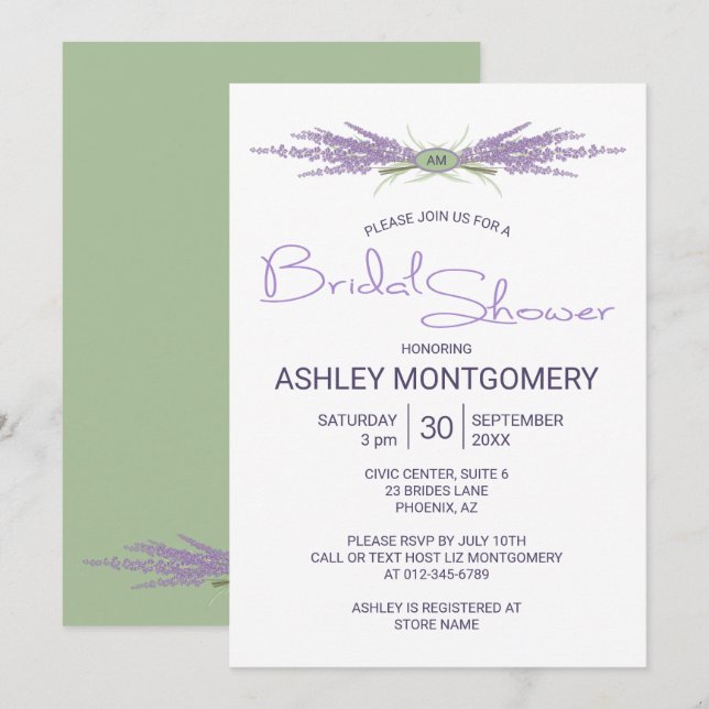 Brautparty Lavender Blume Bundles Einladung (Vorne/Hinten)
