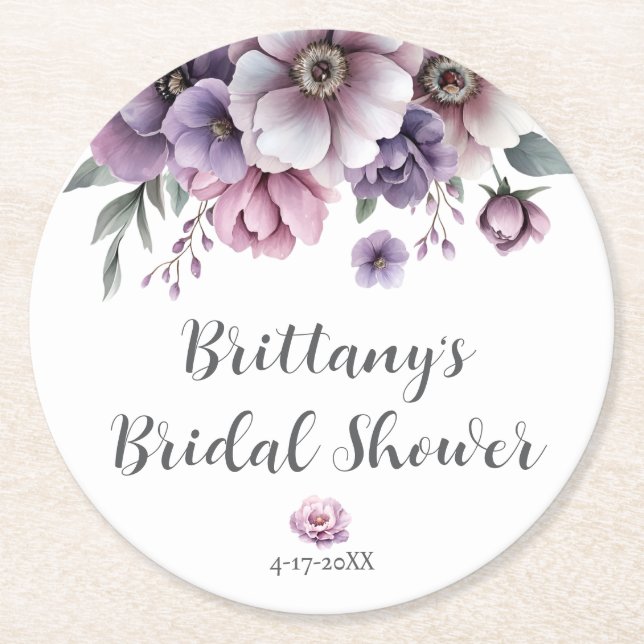 Brautparty Lavender Floral Paper Untersetzer (Vorderseite)