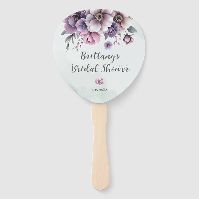 Brautparty Lavender & Green Floral Fächer (Vorderseite)