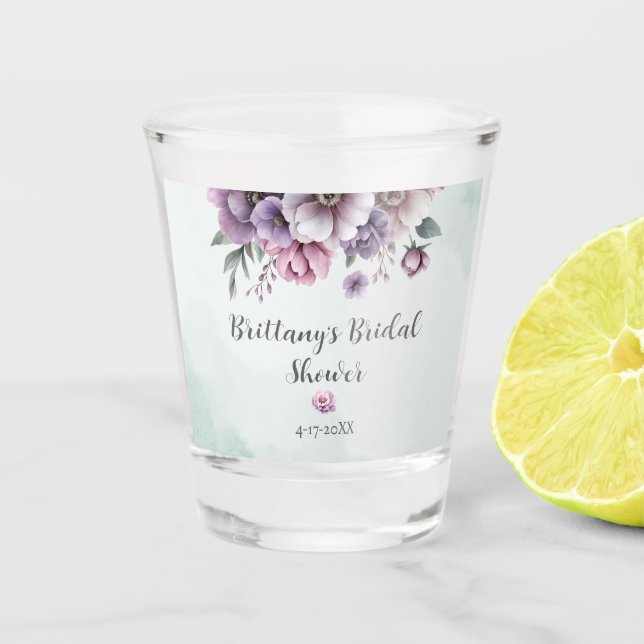 Brautparty Lavender & Green Floral Schnapsglas (Vorderseite)