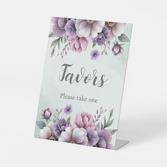 Brautparty Lavender & Green Floral Sockelschild (Vorderseite)