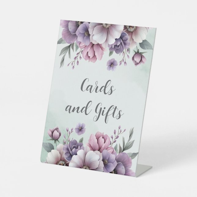 Brautparty Lavender & Green Floral Sockelschild (Vorderseite)