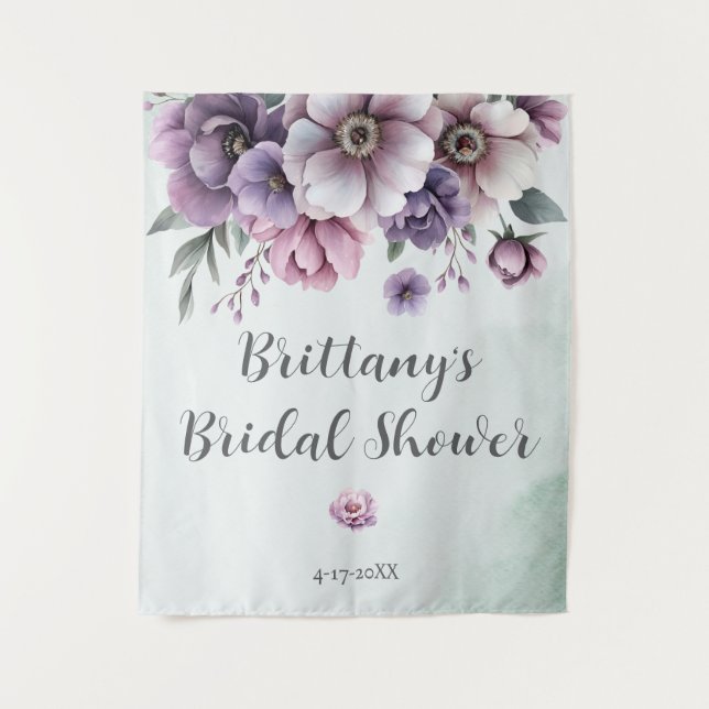 Brautparty Lavender & Green Floral Wandteppich (Vorderseite)