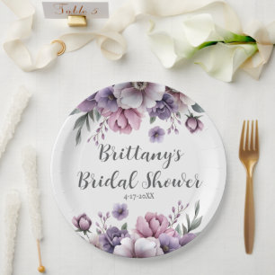 Brautparty Lavender Wasserfarbenfloral Pappteller