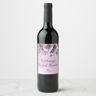Brautparty Lavender Wasserfarbenfloral Weinetikett