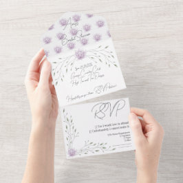 Brautparty Leaf und Rosa Lotus All In One Einladung