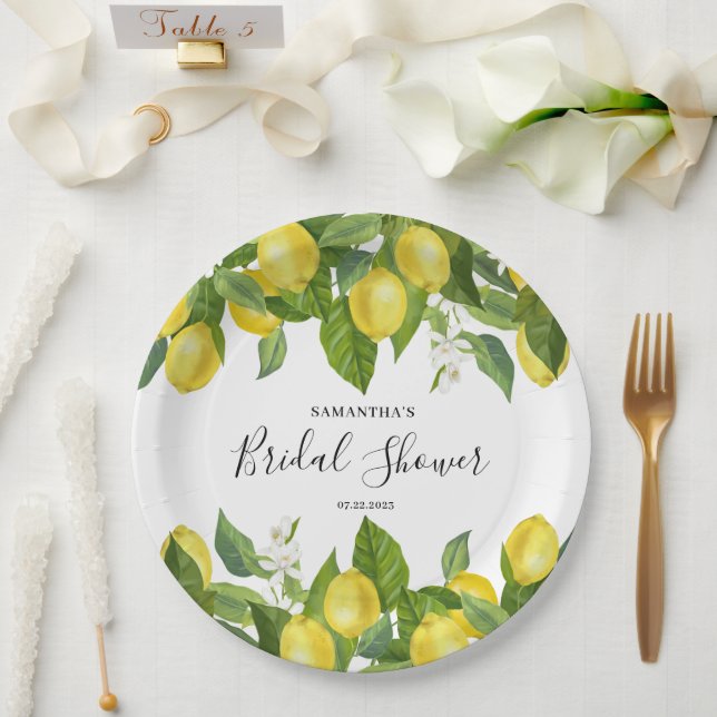 Brautparty Lemon Citrus Papierplatte Pappteller (Hochzeit)