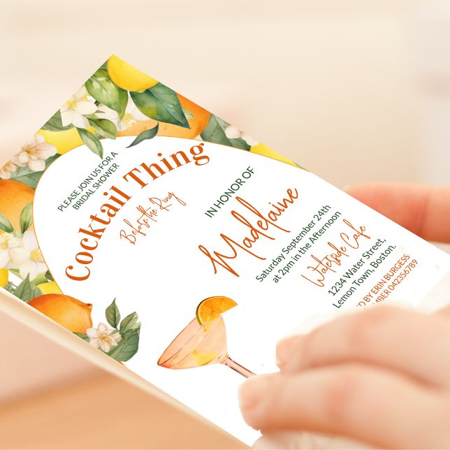 Brautparty Lemon Orange Citrus Cocktail Sache Einladung (Von Creator hochgeladen)