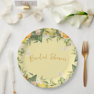 Brautparty Lemons Orange Citrus Floral Pappteller