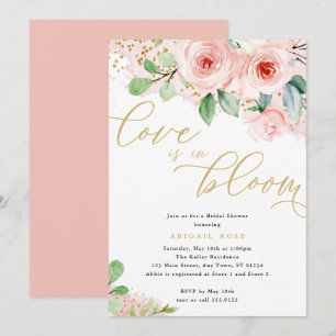 Brautparty Liebe in Bloom, Rosa Gold Blume Einladung