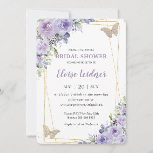 Brautparty Lila Lilac Floral Butterfliegen Einladung