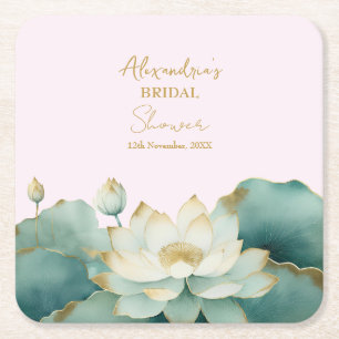 Brautparty Lotus gold pink personalisieren Rechteckiger Pappuntersetzer