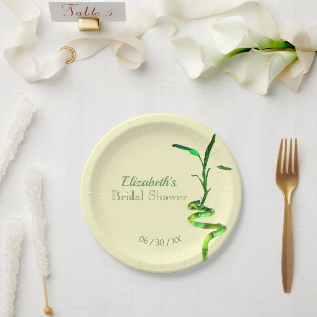 Brautparty Lucky Bamboo Pastellgelbe Vorlage Pappteller (Hochzeit)