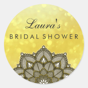 Brautparty Mandala Lotus Blume Gold Runder Aufkleber