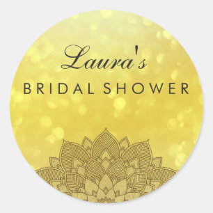 Brautparty Mandala Lotus Blume Gold Runder Aufkleber