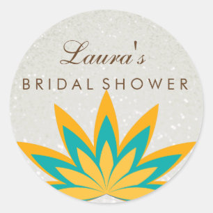 Brautparty Mandala Lotus Blume Green Vintag Runder Aufkleber