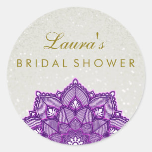 Brautparty Mandala Lotus Blume Pearl Swirl Runder Aufkleber