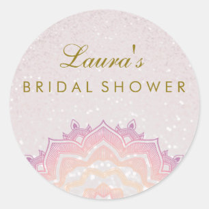 Brautparty Mandala Lotus Blume Rosa Swirl Runder Aufkleber