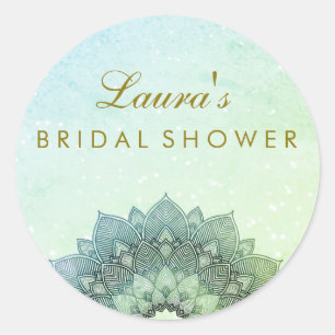 Brautparty Mandala Lotus Blume Swirl Runder Aufkleber