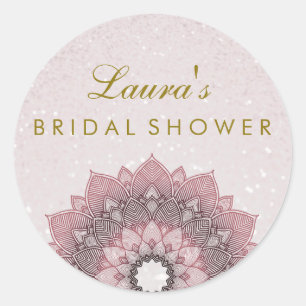 Brautparty Mandala Pink Lotus Blume Swirl Runder Aufkleber