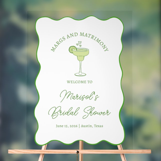 Brautparty "Margs & Matrimony" Begrüßungszeichen Acrylschild (Neutral)