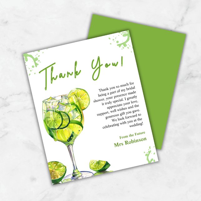Brautparty Margs & Matrimony Danke, Card (Budget Margs & Matrimony Cocktail Bridal Shower Thank You Card   )