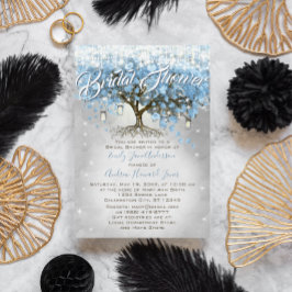 Brautparty Mason Jar Blue Heart Leaf Tree Einladung