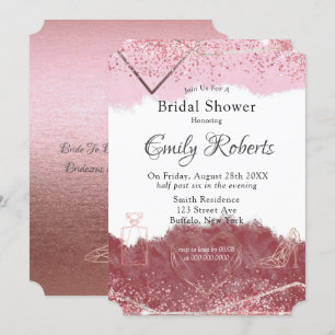 Brautparty Merlot und Blush Pink Einladung