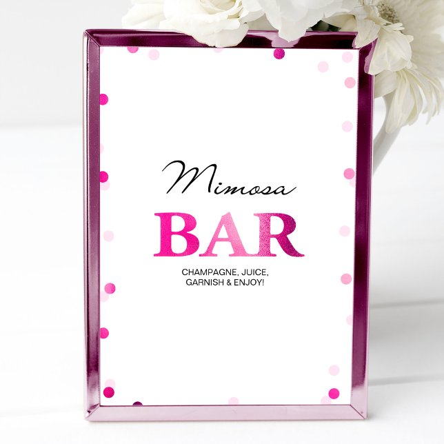 Brautparty Mimosa Bar Sign | Rosa Confetti Einladung (Von Creator hochgeladen)