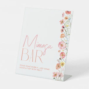 Brautparty Mimosa Bar Signature Wildblumen Sockelschild