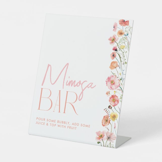 Brautparty Mimosa Bar Signature Wildblumen Sockelschild (Vorderseite)