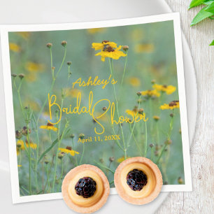 Brautparty Minimalistisch Gelbe Wildblume Serviette