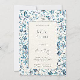 Brautparty mit blauen Blumen Einladung