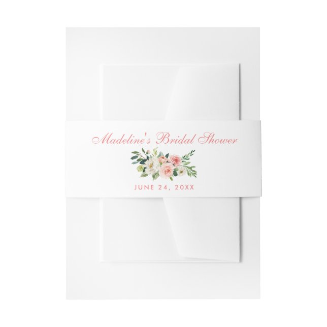 Brautparty mit Blumenrosa Einladungsbanderole (Vorderseite Beispiel)