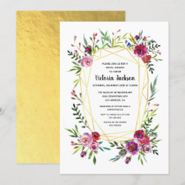 Brautparty mit geometrischem Planum aus Floral Gol Einladung