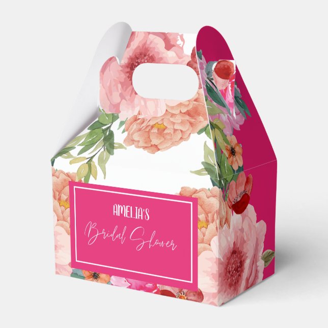 Brautparty mit leuchtend rosa Wasserfarbe Geschenkschachtel (Vorderseite)