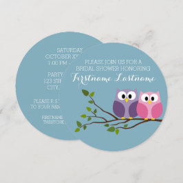 Brautparty mit Owl Couple auf Zweig Einladung