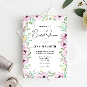 Brautparty mit rosa floralen Anemonen Einladung
