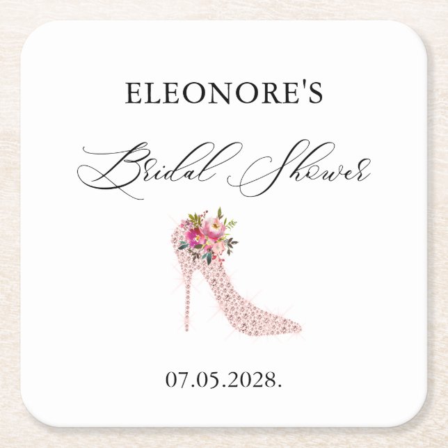 Brautparty mit rosa High Heels Rechteckiger Pappuntersetzer (Vorderseite)