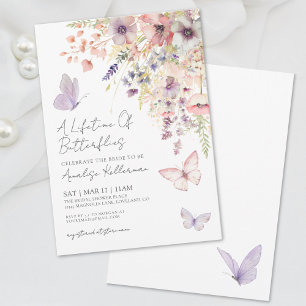 Brautparty mit Schmetterlingen und Wildblumen Einladung