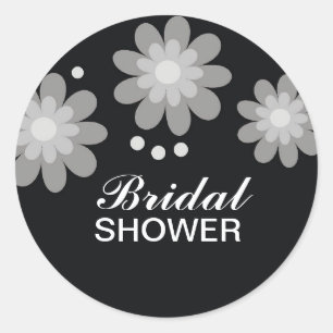 Brautparty mit schwarzen und weißen Blume bevorzug Runder Aufkleber