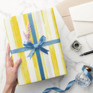 Brautparty mit Zitronengelben Streifen Geschenkpapier