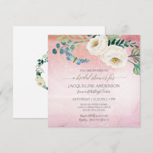 Brautparty Modern Butterfly Rose Rosa Kraut Einladung