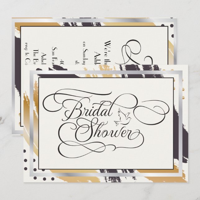 Brautparty | Modern Paint Strokes Typografie Einladung (Vorne/Hinten)