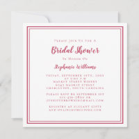 Brautparty Modern Quadrat Elegant Magenta Rot