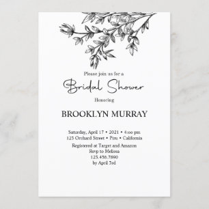 Brautparty, moderne Bridal, Schwarzweiß Einladung