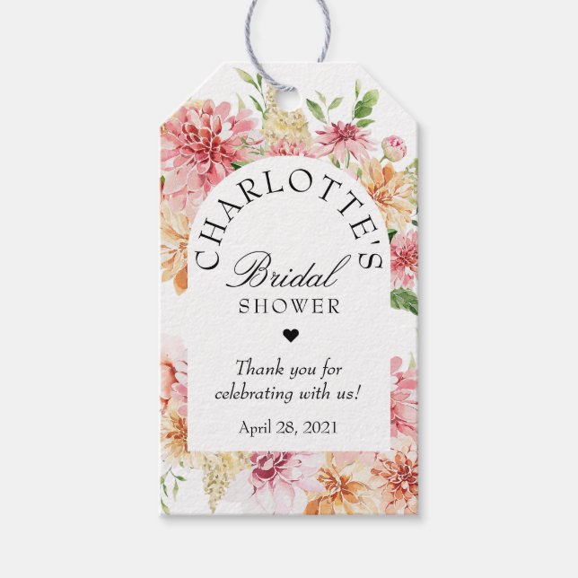 Brautparty Moderne Romantische Blüte Pfirsichblüte Geschenkanhänger (Vorderseite)
